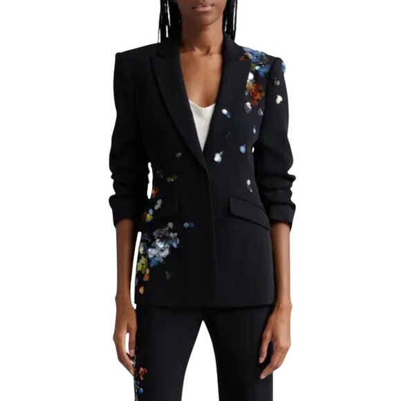 CINQ A SEPT Sequin Flower Scrunched Cheyenne Blazer Size S/M, 6 US - Picture 2 of 14